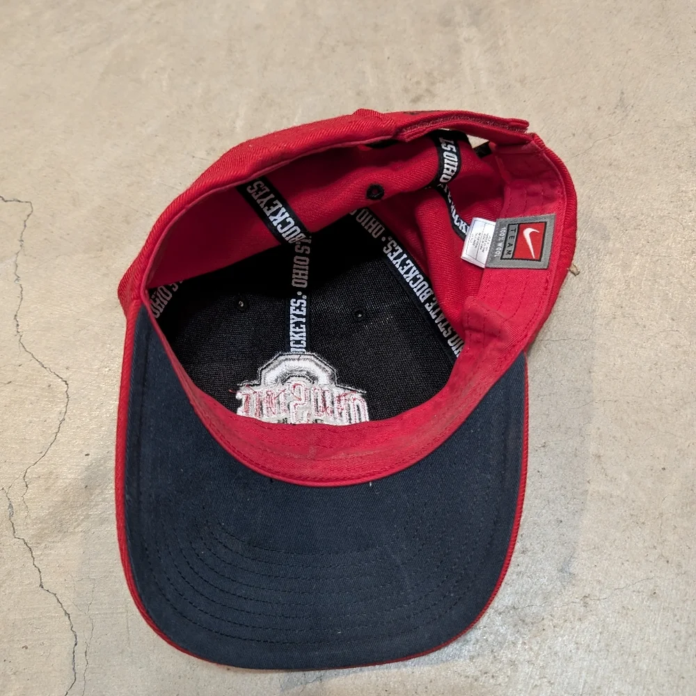 VTG Nike Team Ohio State Buckeyes Hat Red Strap Back Wool Red - Picture 2 of 6